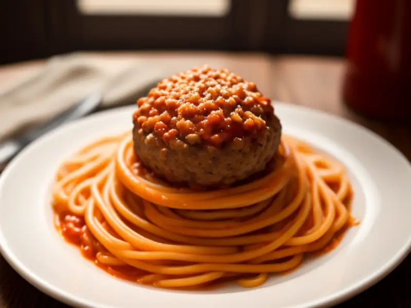 Fleischbällchen auf Tomatenspaghetti