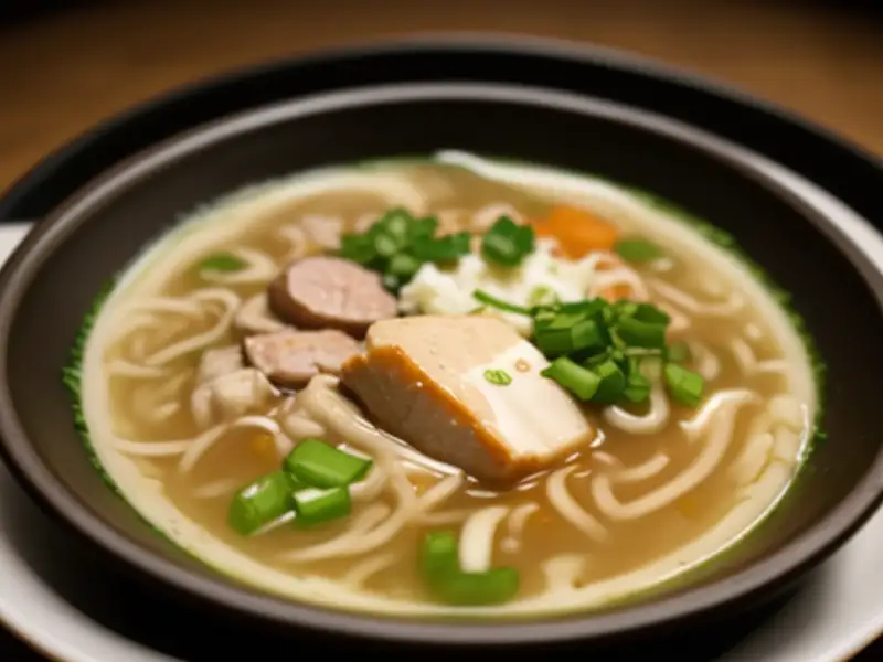 Ramensuppe mit Schweinefleisch und Hähnchen